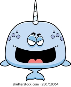 A cartoon illustration of an evil looking narwhal.