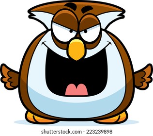 A cartoon illustration of an evil looking owl.