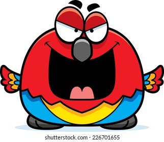 A cartoon illustration of an evil looking parrot.