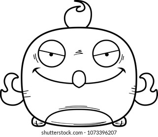 A cartoon illustration of an evil looking phoenix bird.