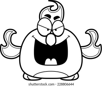 A cartoon illustration of an evil looking phoenix bird.