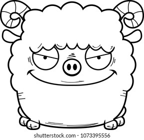 A cartoon illustration of an evil looking ram.