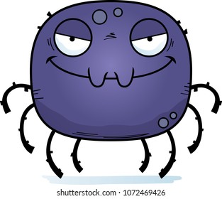 A cartoon illustration of an evil looking spider.