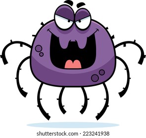 A cartoon illustration of an evil looking spider.