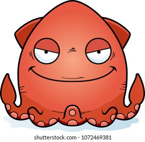 A cartoon illustration of an evil looking squid.