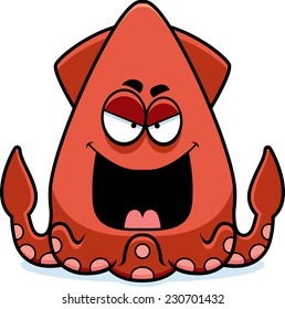 A cartoon illustration of an evil looking squid.