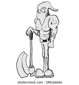 ilustración de dibujos animados del verdugo con un hacha
