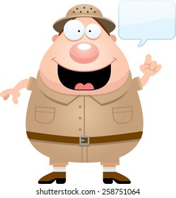 A cartoon illustration of an explorer with an idea.
