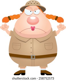 A cartoon illustration of an explorer looking angry.