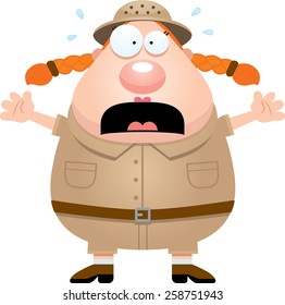 A cartoon illustration of an explorer looking scared.