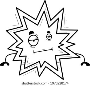 A cartoon illustration of an explosion with a bored expression.