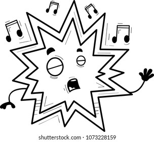 A cartoon illustration of an explosion singing.
