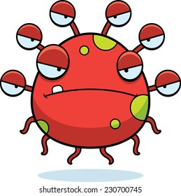 A cartoon illustration of an eyeball monster looking mad.