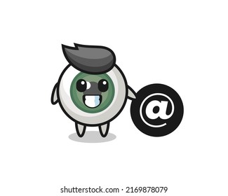 Cartoon Illustration of eyeball standing beside the At symbol , cute style design for t shirt, sticker, logo element