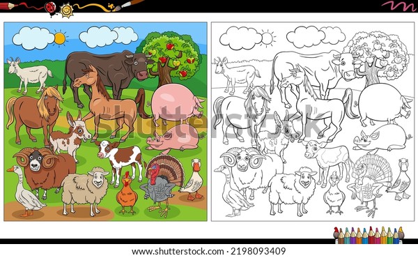 Cartoon Illustration Farm Animal Characters Group Stock Vector (Royalty ...