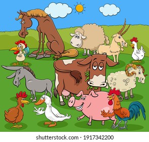 Cartoon Illustration Farm Animals Comic Characters Stock Vector ...