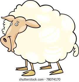 Cartoon illustration of farm sheep