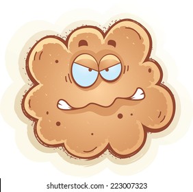 A cartoon illustration of a fart with an angry expression.