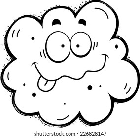 A cartoon illustration of a fart smiling.