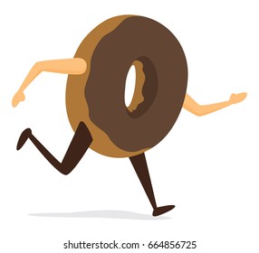 Cartoon illustration of fast donut on the run