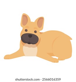 Cartoon illustration of a fawn french bulldog puppy lying down