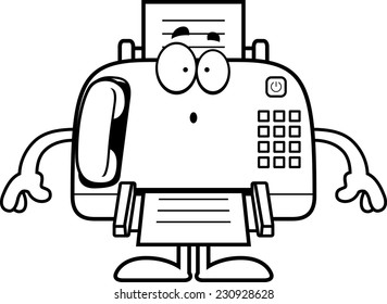 A cartoon illustration of a fax machine looking surprised.