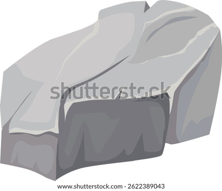 Cartoon illustration featuring a gray rock resting on a clean white background, ideal for enhancing educational materials or nature themed projects for kids and learners