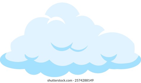 Cartoon illustration featuring a light blue cloud gently floating in a clear sky, symbolizing good weather, dreams, and the boundless realm of imagination and creativity