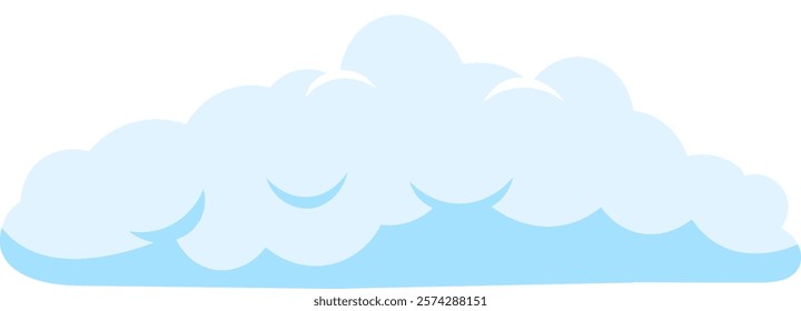 Cartoon illustration featuring a light blue cumulus cloud peacefully floating in a bright white sky, evoking a serene and dreamy atmosphere perfect for a sunny day