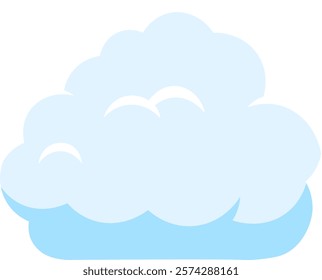 Cartoon illustration featuring a light blue cloud drifting in a clear white sky, evoking feelings of good weather, dreams, and boundless imagination in a cheerful setting