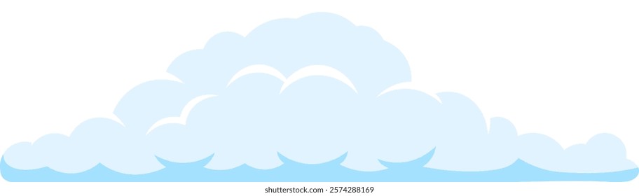 Cartoon illustration featuring a light blue cloud gently floating in a clear white sky, adding a cheerful and simplistic touch to the overall meteorological scene