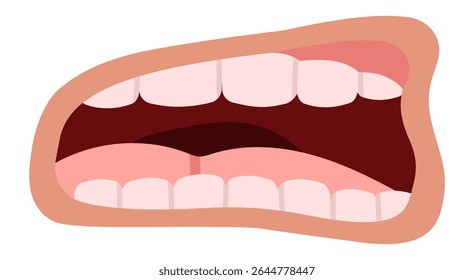 Cartoon illustration featuring an open mouth, displaying a tongue and teeth while screaming. The image captures a range of emotions, including fear and surprise, set against a white background