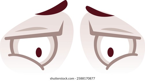 Cartoon illustration featuring a pair of suspicious eyes glancing sideways, expressing disapproval and distrust while conveying a sense of concern and worry