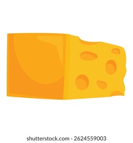 Cartoon illustration featuring a partially eaten block of yellow cheese with holes