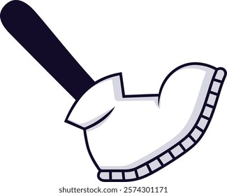 Cartoon illustration featuring a shoehorn effortlessly lifting a white casual shoe, representing the ease and comfort of putting on footwear during a morning routine