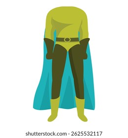 Cartoon illustration featuring a superhero wearing a cape and mask