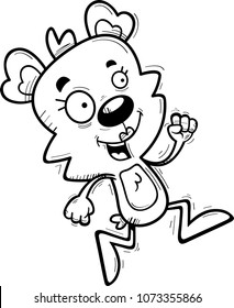 A cartoon illustration of a female bear running.