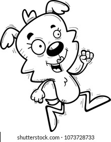 A cartoon illustration of a female dog running.