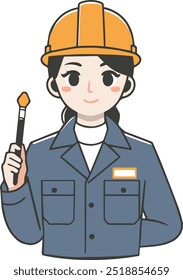 Ilustración de dibujos animados de una mujer electricista sosteniendo una herramienta jpg Vector creativo de arte de Clip eps Trabajadora adulta de construcción con casco, Ingeniería de pinceles Seguridad en el lugar de trabajo eps