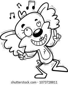 A cartoon illustration of a female koala dancing.