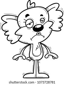A cartoon illustration of a female koala looking sad.