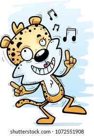 A cartoon illustration of a female leopard dancing.