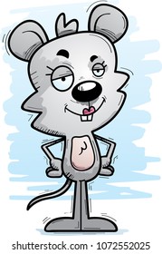 A cartoon illustration of a female mouse looking confident.