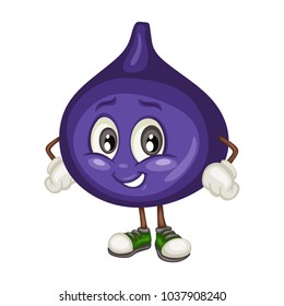 Cartoon Illustration of a Fig. Cute Fruit Mascot. Vector Illustration