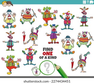 Cartoon-Illustration von der Suche nach einer Art Bildspiel mit Comic Clowns-Figuren