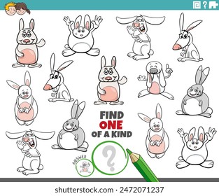 Ilustración de la historieta de encontrar un juego de la actividad educativa de la imagen de un tipo con los personajes animales de conejos