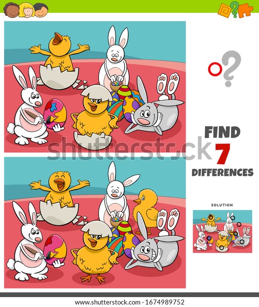 Cartoon Illustration Finding Differences Between Pictures Stock Vector ...
