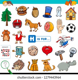 letter h words educational set with cartoon characters 7048127 Vector Art  at Vecteezy