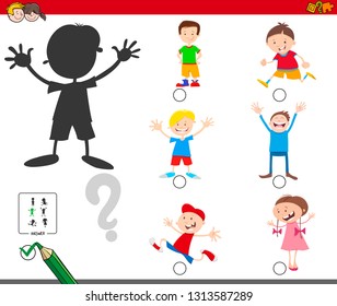 Cartoon Illustration of Finding the Right Shadow Educational Game for Children with Kid Characters