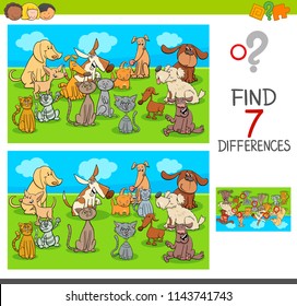 Cartoon Vector Illustration Finding Differences Between Stock Vector ...